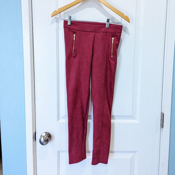 Janie and Jack sueded city pants dark red holiday leggings pants girls size 10 - Picture 2 of 5